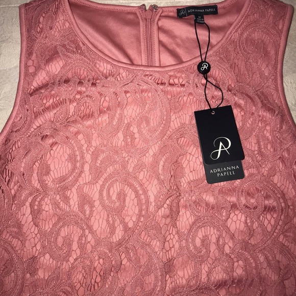 NEW ADRIANNA PAPELL Tank Top Shirt Rose Lace - Picture 4 of 7